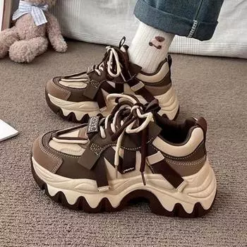 Fashion Women s Sneakers 2024New Autumn Fashion Designer Running Shoes Platform Lace Up Trainers Versatile Sports Casual Vulcanize Shoes 35 чёрный