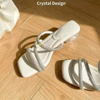 fashion Women s Summer Designer High Heel Slippers Open Toe Lace-up Sandals Soft Soled Student Evening Square Head Roman Sandalias Mujer 35 бежевый