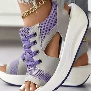 Fashion Women Sandals Summer New Lady Platform Chunky Comfortable Mesh Open Toe Casual Sports Ladies Shoes Plus Size 36-43 36 чёрный