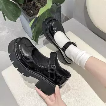 fashion Women Shoes 2024 New Girl Lolita Shoes Leather Heart Ankle with Mary Jane Shoes Cute Sexy Retro British Style Zapatos De Mujer 34