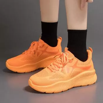 Fashion Women Sneakers Fashion Platform Lace Up Casual Woven Sports Shoes Comfortable Running Ladies Vulcanized Shoes Female Footwears 35 оранжевый