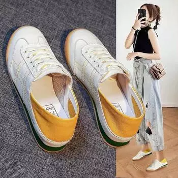 Fashion Women Sneakers Shoes Fashion Outdoor Running Shoes Female Lace Up Breathable Flats Footwear Comfortable Sports Shoes Mujer 35 жёлтый