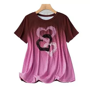 Модная женская футболка с принтом Heart Connected, забавная повседневная футболка с круглым вырезом и короткими рукавами, летняя женская футболка XS синий