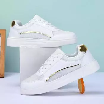 Fashion Womens Breathable White Skatebaord Shoes Casual Sports Trainer Outdoor Breathable Sneakers for Women Non Slip Lightweight Shoes 36 белый