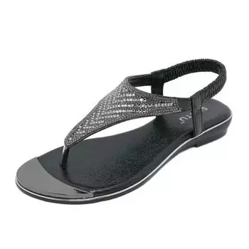 fashion Womens Flat rhinestone Clip Toe sandals Summer Casual Outdoor Sandals Women Platform Non-slip Beach Slippers Zapatillas Mujer 36 шампанского