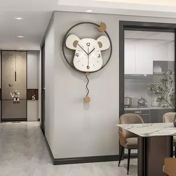 Fashionable and creative wall clock, high-end restaurant entrance decoration, modern clock, living room, simple cream style clock
