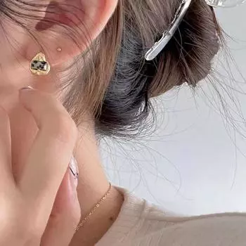 Fashionable and Versatile Irregular Geometric Special-shaped Water Drop Spotted Stone Earrings