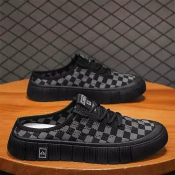 Fashionable, breathable, lightweight woven shoes with one foot, lazy and trendy shoes for men, versatile and trendy casual shoes 39 хаки