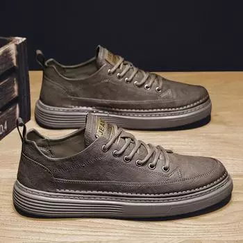 Fashionable Comfortable Lightweight Breathable Shoes Autumn New Men Casual Shoes Thick Bottom Non-slip Low-top Business Shoes 44 39 чёрный