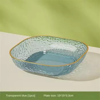 Fashionable Fruit Plate Elegant Biscuit Set Fruit Salad Plate Edge Stackable Living Room Plastic Tray Home Decoration Tableware 4pcs