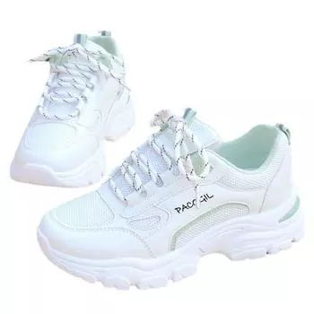 Fashionable Running White Shoes for Female Students Breathable Thick Soled Casual Ladies Sports Shoes Walking Style Shoes Women 37