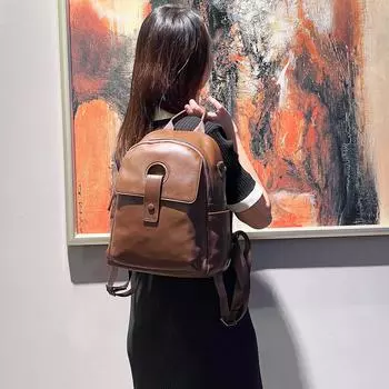 Fashionable, Simple and Large-capacity Top-grain Leather Backpack for Women, A High-end Commuting Backpack for Women 28*14*32cm чёрный