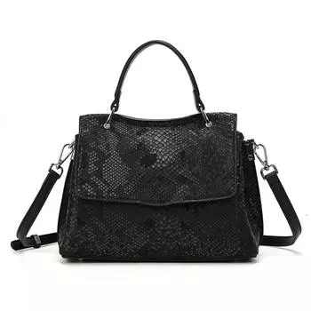 Fashionable Snake Pattern Handbag European and American Temperament One-shoulder Crossbody Bag Women s Bag чёрный