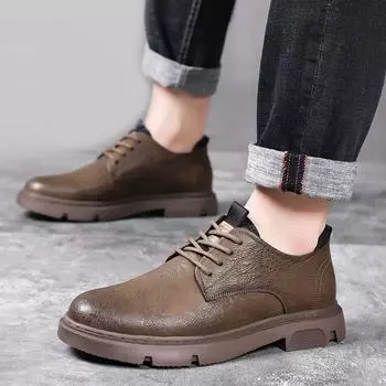 FashionAutumn Классические мужские туфли-оксфорды на толстой подошве Деловые туфли Мужская повседневная обувь из натуральной кожи Универсальная бесплатная доставка 38 чёрный