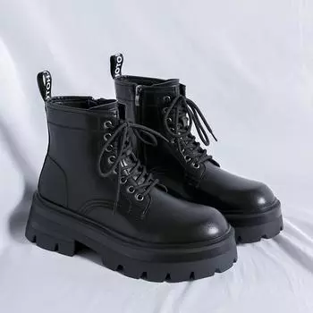 FashionAutumn Мужская мода Толстая подошва Формальная кожаная обувь Бренд Классические черные высокие мужские деловые кожаные туфли Дерби 38 чёрный