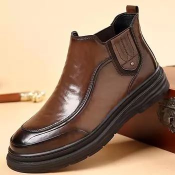 FashionAutumn Мужские повседневные кроссовки на платформе Slip On Ботильоны на толстой платформе Уличные высокие кроссовки Удобная спортивная обувь 38-44 38 чёрный
