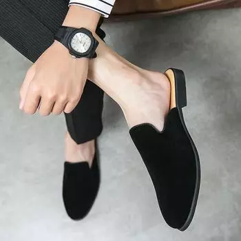 FashionBlack полуботинки для мужчин кожаные туфли мужские мюли повседневная обувь мужская мода Sapato Social Masculino мокассины Homme Chaussure 2024 38 чёрный