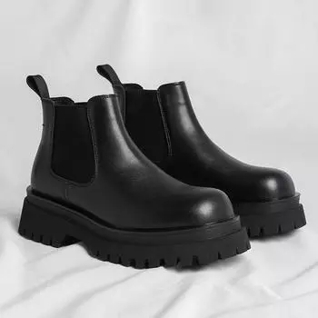 Fashionboots men s 2024 autumn winter warm new fashion men s boots trend outdoor leather boots high-top men s boots Botas De Hombre 38 чёрный