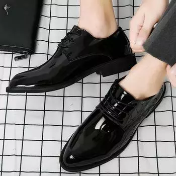 FashionBright Верхняя лакированная кожа Новая социальная обувь для мужчин Туфли с острым носком Мужская итальянская обувь Одежда для джентльменов 2024 года Тренд 37