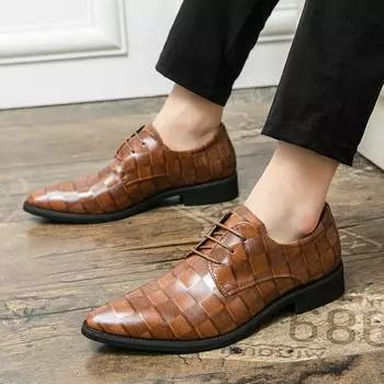 FashionElegantes Мужская повседневная обувь Новая модная брендовая классическая повседневная кожаная обувь Горячая распродажа деловой обуви на шнуровке Мужские оксфордские туфли 38 чёрный