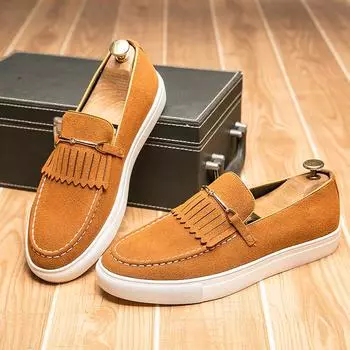 FashionElegantes Мужские мокасины Весна Лето Удобные туфли для вождения Новые модные мужские туфли-лодочки Повседневные туфли Классические брендовые кожаные мужские туфли на плоской подошве 38 коричневый