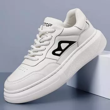FashionFashion Men s Shoes Leather Men Fashion Walking Shoes 2024 Classic Busines Outdoor Footwear Lace-Up Luxury Brand Skate Shoes Men 38 белый