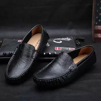 FashionGenuine Leather Men Loafers High Quality Walking Sneakers Luxury Brand Men s Shoes Comfy Soft Driving Shoes Moccasins Sneakers 37 чёрный