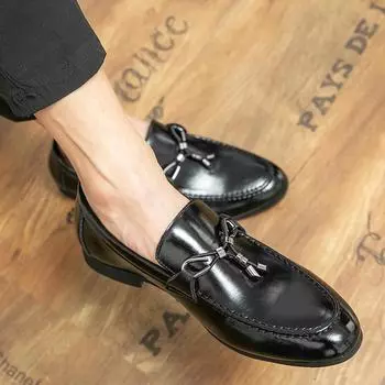 FashionHigh Quality Loafers Men Tassel Formal Leather Shoes for Men Men s Casual Shoes Comfortable Casual Men Brand Driving Male Shoes 38 чёрный