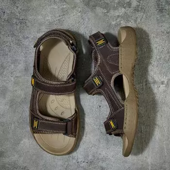 FashionHigh Quality Sandals Men Beach Sandals Comfort Casual Shoes Lightweight Summer Leather Men s Shoes Handmade Outdoor Walking Shoe 38 темно-коричневого