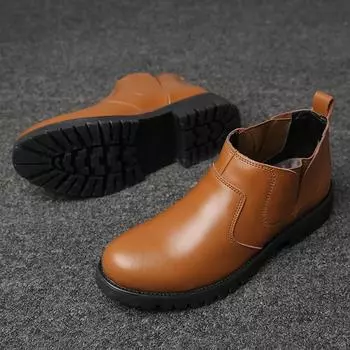 FashionHot Sale Мужские туфли без застежек на низком ходу 2024 Роскошные брендовые уличные мотоциклетные ботинки Новое поступление Мужские кожаные модные ботильоны 38 чёрный