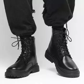 FashionLeather Lace Up Rubber Waterproof Boots for Men New Fashion Sale Offer Size 44 Designer Retro In Promotion 45 Classic Man Shoes 39