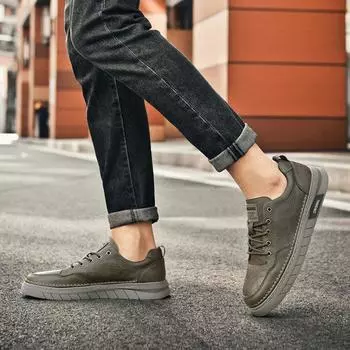 FashionLeather Shoes for Men Flat Non Slip and Waterproof Man Casual Shoe Round Toe On Sale Shipping Free 2024 Trend Slip-on Legitimate 39
