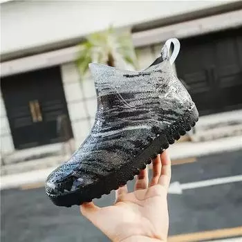 FashionLoafers Rain Boots for Men Waterproof and Non-slip Fashion Man Shoes Resistant Rubber Gumboots Without Lacing Fishing Outdoor 36