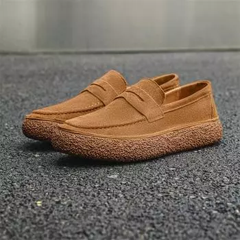 FashionMen Casual Shoes Suede Leather office Work Shoes Male Flats Sneakers Platform British Business Party Dress Shoes men 6.5 коричневый