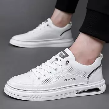 FashionMen Leather Fashion Casual Shoes Hot Sale All-match Men Flats Luxury Brand Outdoor Mens Sneakers Non-Slip Lace-Up School Shoes 38 песчаный