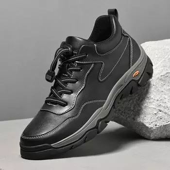 FashionMen Winter Plush Snow Flats Genuine Leather Mens Breathable Sneakers High Quality Men Casual Driving Shoes Men s Vulcanize Shoes 38