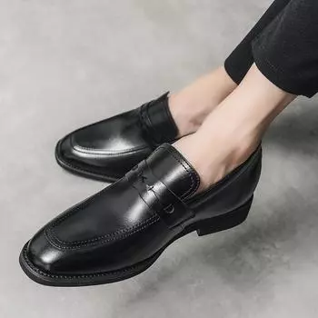 FashionNew Male Formal Footwear Men Loafers Patent Leather Black Slip On High Quality Loafers Wedding Party Shoes Men casual Shoes 38 чёрный