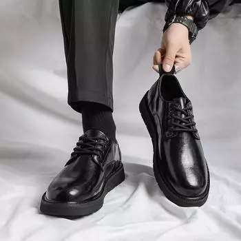 FashionNew Мужская обувь Классические мужские туфли Кожаные свадебные туфли Мужские формальные туфли на плоской подошве Деловые туфли на плоской подошве Роскошные брендовые черные туфли 38 чёрный
