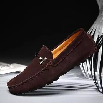 FashionNew Мужская повседневная обувь Модные замшевые мягкие мужские мокасины для отдыха Мокасины для мужчин Slip on Мужская обувь для вождения Lazy Shoe Handmade Flats Comfy 38 бежевый