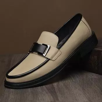 FashionNew Мужские лоферы из натуральной кожи, повседневная официальная обувь для мужчин, дизайнерские туфли без застежек для офиса, мокасины для ходьбы 38 чёрный