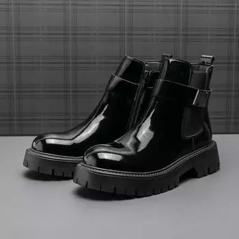 FashionNew Мужские мотоциклетные ботинки Модная мужская удобная повседневная обувь Универсальные низкие мужские прогулочные ботинки Мужские ботинки без застежек 38 чёрный