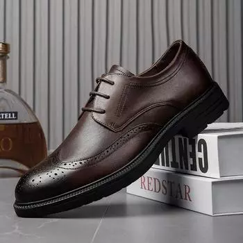FashionNew Мужские оксфордские туфли из натуральной кожи, дышащие уличные кроссовки, роскошные брендовые мужские туфли-броги ручной работы, повседневная деловая обувь 38 чёрный
