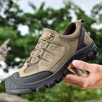 FashionOutdoor Мужская повседневная обувь из натуральной кожи на шнуровке Мужские кроссовки Высококачественная удобная обувь для пешего туризма Дышащая обувь для ходьбы 38 чёрный