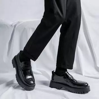 FashionPlatform Black Leather Mens Loafers Handmade Monk Strap Wedding Party Casual Dress Shoes Summer Autumn Footwear for Men 38 чёрный