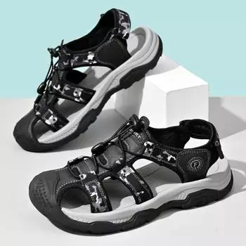 FashionQuick Dry Wading Aqua Shoes Summer Anti-collision Toe Mens Sandals Outdoor Walking Casual Shoes Hiking Men Slippers Beach Shoes 38 чёрный
