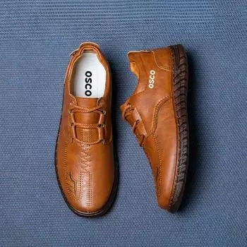 FashionRound Toe Male Casual Shoe Flat Non Slip And Waterproof Men s Leather Shoes 2024 New Arrivals Comfortable New In Elegant Pu 39