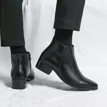 FashionSide Zipper Casual Mens Shoes Genuine Leathes Chelsea Boots Retro Comfortable Men Ankle Boots Side Zipper Leisure Walk Footwear 37