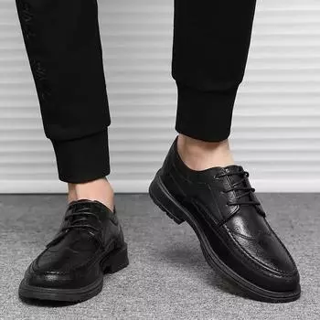 FashionSocial Shoe for Men Leather Casual Suit Spring Autumn Dress Shoes Man Luxury Designer 2024 Trend Cheap Clearance Business 39 New 38