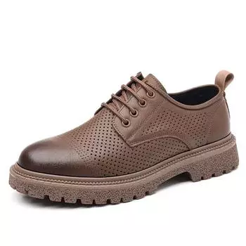 FashionSpring Autumn Fashion Hollow Leather Platform Shoes for Men British Style Men Loafers Designer Casual Business Formal Shoes Male 38