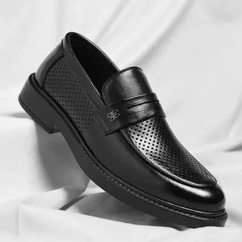 FashionSummer Slip-On Luxury Moccasins Men Casual Shoes Thick Bottom Formal Leather Shoes Men Luxury Patent Leather Dress Loafers 38 чёрный